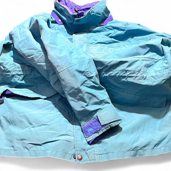 Vintage Made in USA North Face Blue Light Blue Teal Coat Jacket Gore Tex Sz L - Picture 4 of 7